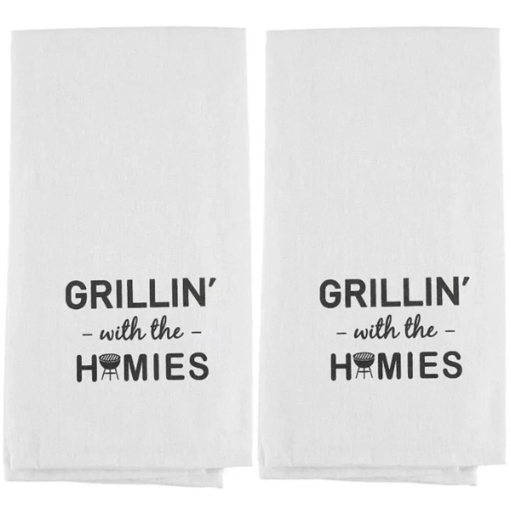 Comedic Millennial Tea Towels 2-Pack Funny Kitchen Towels BBQ Grill Gift Cotton